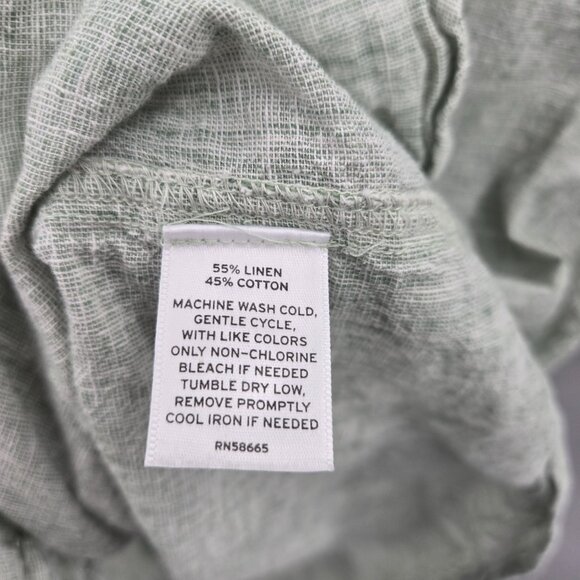 14th and Union Light Green Linen/Cotton Short Sleeved Button Down Large - Picture 8 of 10